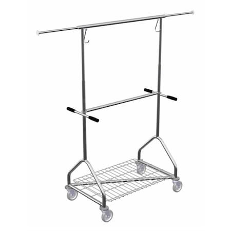 Irsg Rolling Rack w/Mid Bar, Btm Grid Shlf & Bmprs;5" Casters (2 swvl/2 brk) EZR-250K2-K6-LZ