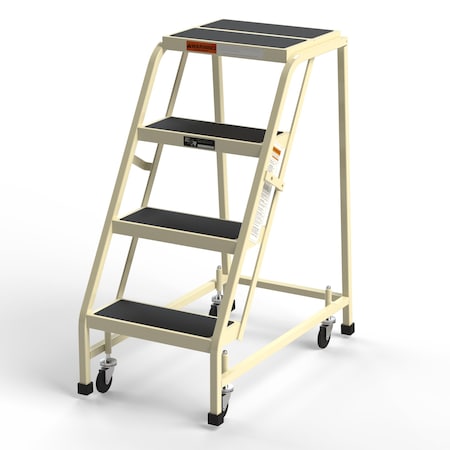 Ega Products Office Rolling Ladder, 4 Steps, 40"H Top Step, No Handrails, Vinyl Tread, 450 lbs. Capacity F006