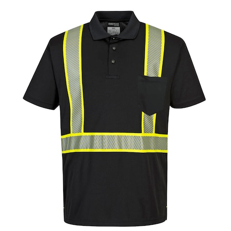 Portwest Iona Plus Polo Short Sleeve Shirt, 100% Polyester, Black, XL F140