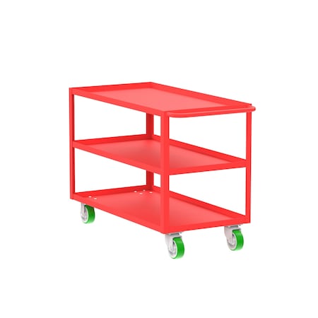 Valley Craft Utility Cart, Three Shelf, 24x48", Red F89221RDPY