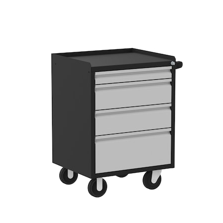 Valley Craft Garage Mobile Cabinet, 4 Drawer, Black/Silver, 24 in W F89606BS