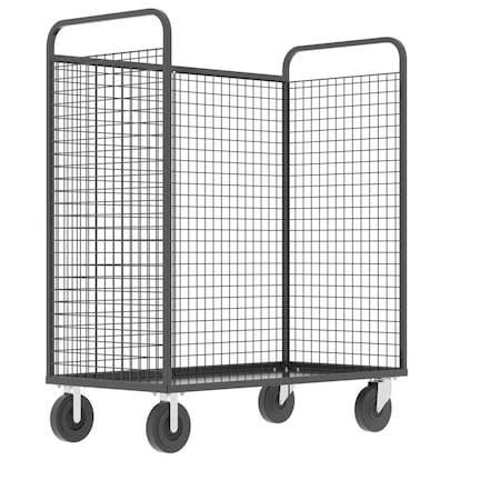 Valley Craft Cage Cart, 57"Wx30"D, w/Wood Shelf, 3-Sid F89726VCGY