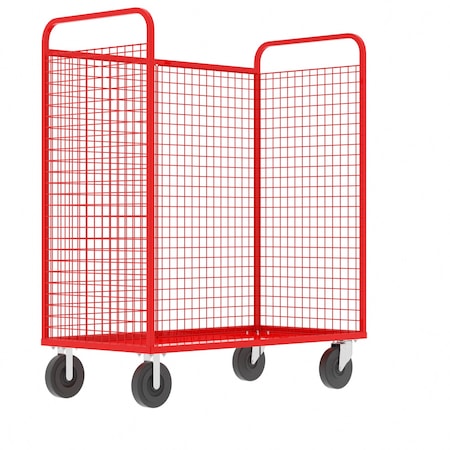 Valley Craft Cage Cart, 57"Wx30"D, w/Wood Shelf, 3-Sid F89726VCRD
