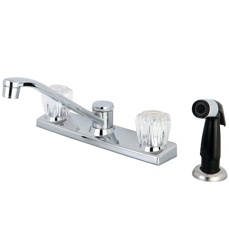 Kingston FB122 8" Centerset Kitchen Faucet, w/S, Manual, 8" Mount, 4 Hole FB122