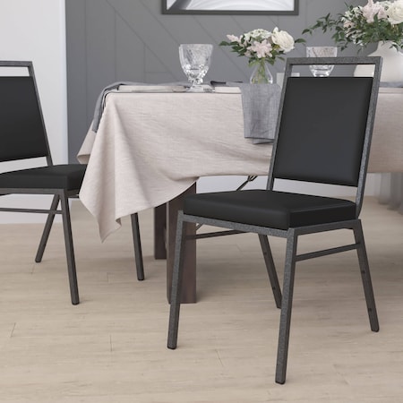 Flash Furniture Black Vinyl Banquet Chair FD-LUX-SIL-BK-V-GG