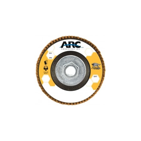 Arc Abrasives 7" x 5/8"-11 T27 - Flat Face Performance Coated PREDATOR Fiberglass Flap Disc, 60 Grit 71-10855FFW