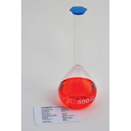 Zoro Select Volumetric Flask, 500 mL, Round FG5580-500