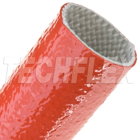 Techflex Braided Cable Sleeve, 3 in Inside Dia., 25 ft, Fiberglass, Red FIA3.00RD