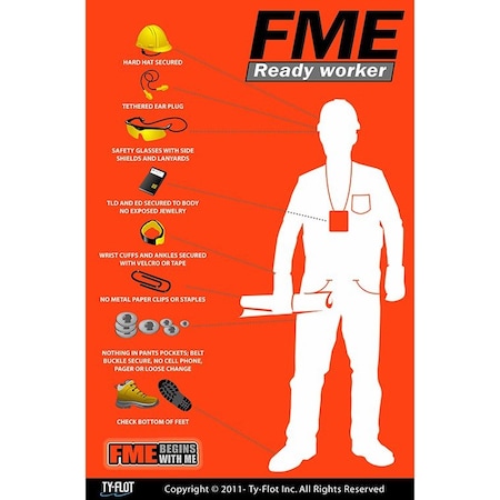 Ty-Flot FME Ready Worker Sign, 8" x 11" FMERDYWRKR