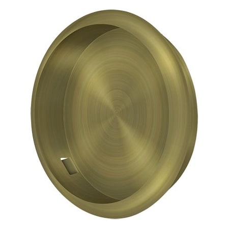 Deltana Flush Pull, Round, 2-1/8" Diameter Antique Brass FP221RU5