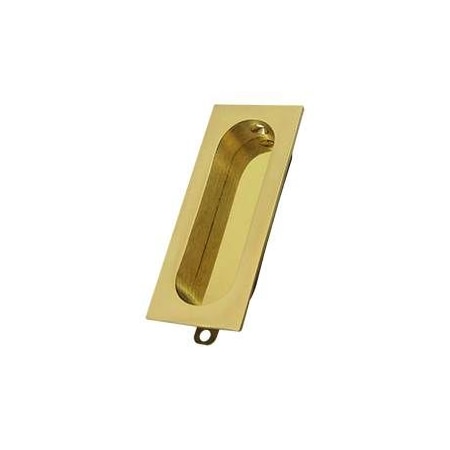 DELTANA Flush Pull, Rectangle, 3-1/8" X 15/16" Unlacquered Bright Brass FP222U3-UNL