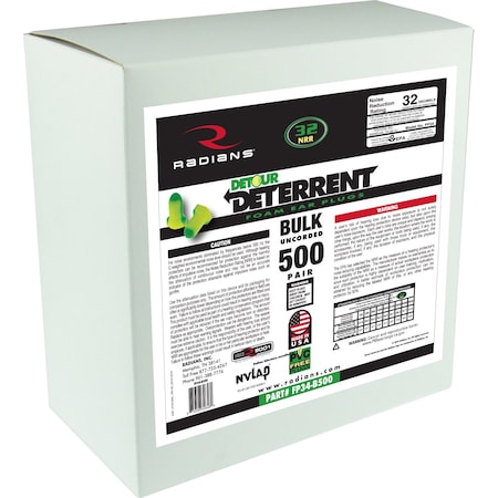 Radians Disposable foam Ear Plugs, Wing Shape Shape, 32 dB, Green / Yellow FP34-B500