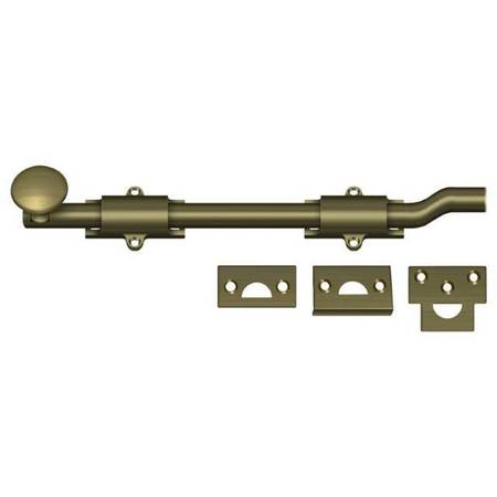 DELTANA Surface Bolt With Off-Set, Heavy Duty Antique Brass 10" FPG105