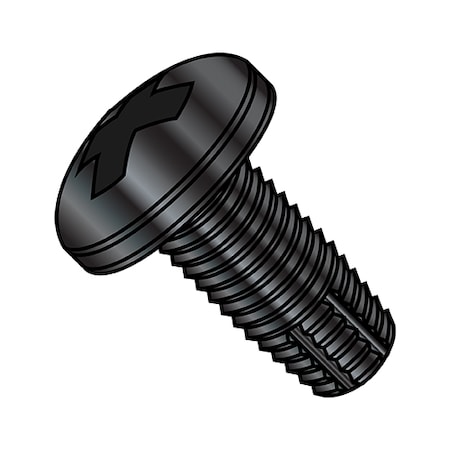 Zoro Select Thread Cutting Screw, #6-32 x 1/2 in, Black Zinc