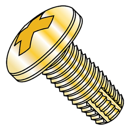 Zoro Select Thread Cutting Screw, #8-32 x 5/16 in, Yellow Zinc Plated Steel Pan Head Phillips Drive, 10000 PK 0805FPPY