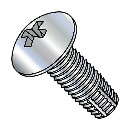 Zoro Select Thread Cutting Screw, #10-24 x 3/4 in, Zinc Plated Steel Truss Head Phillips Drive, 6000 PK 1012FPT