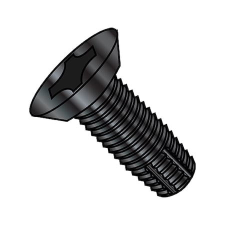 Zoro Select Thread Cutting Screw, #8-32 x 1/4 in, Black Oxide Steel Flat Head Phillips Drive, 10000 PK 0804FPUB