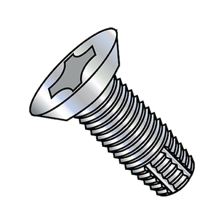 Zoro Select Thread Cutting Screw, #8-32 x 3/8 in, Zinc Plated Steel Flat Head Phillips Drive, 10000 PK 0806FPU