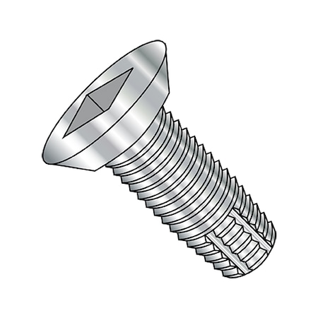 Zoro Select Thread Cutting Screw, #12-24 x 1 in, Plain Steel Flat Head Square Drive, 2000 PK 1216FQU300