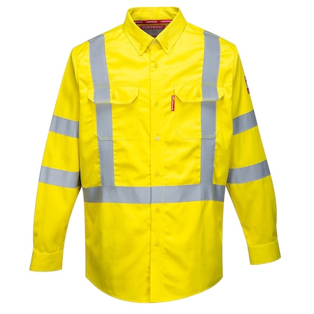 Portwest Hi-Vis Bizflame Shirt 88/12, 88% Cotton, 12% Nylon, Yellow, Med FR95