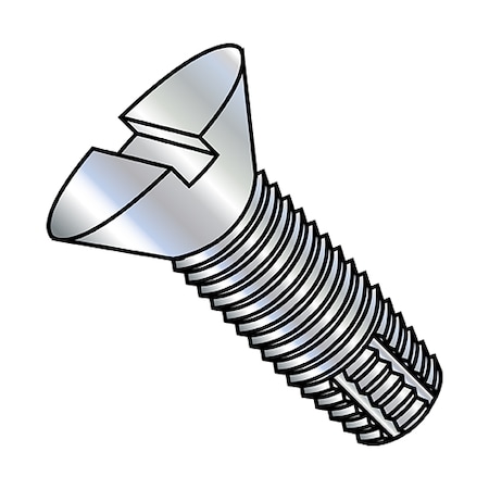 Zoro Select Thread Cutting Screw, #10-32 x 1/2 in, Zinc Plated Steel Flat Head Slotted Drive, 10000 PK 1108FSF
