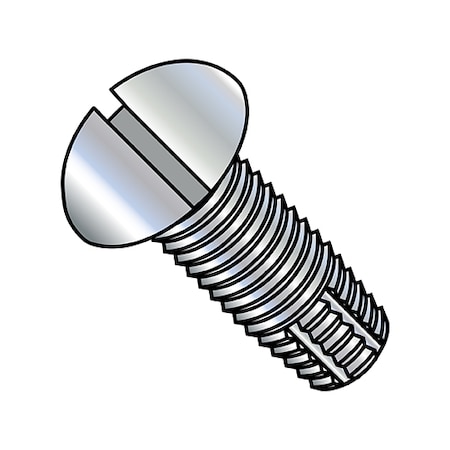 Zoro Select Thread Cutting Screw, #10-32 x 1/2 in, Zinc Plated Steel Round Head Slotted Drive, 500 PK 1108FSR