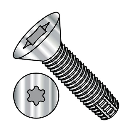 Zoro Select Thread Cutting Screw, 5/16"-18 x 2 in, Plain Steel Flat Head Torx Drive, 500 PK 3132FTF188
