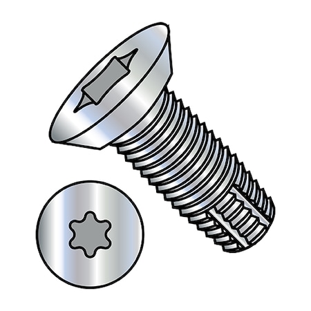 Zoro Select Thread Cutting Screw, #6-32 x 1/4 in, Zinc Plated Steel Flat Head Torx Drive, 10000 PK 0604FTU