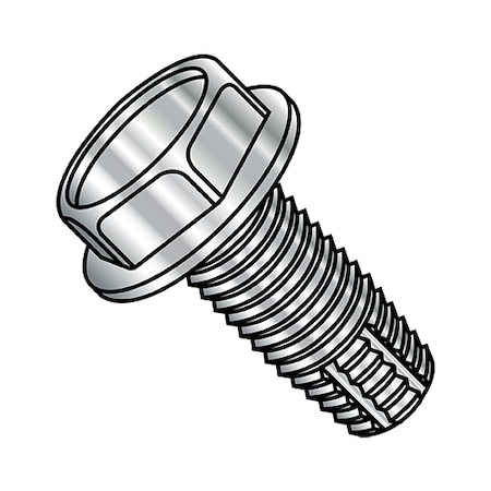Zoro Select Thread Cutting Screw, #12-24 x 3/4 in, Plain Finish, 2000 PK Hex Head Hex Drive 1212FW410