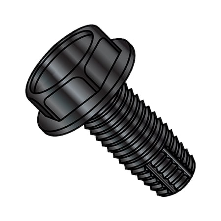 Zoro Select Thread Cutting Screw, 1/4"-20 x 1/2 in, Black Oxide Steel Hex Head Hex Drive, 4000 PK 1408FWB
