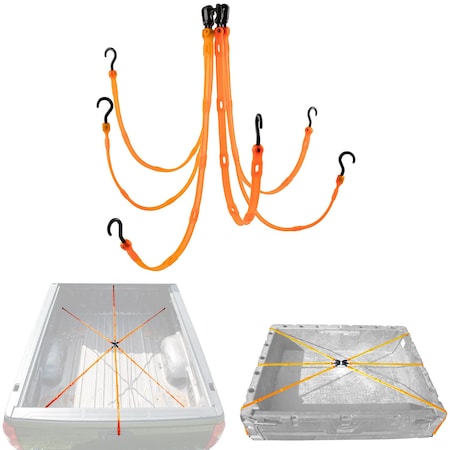 The Perfect Bungee FlexWeb - Adjustable Cargo Net, Orange, Size: M-XXL FW36-6NG