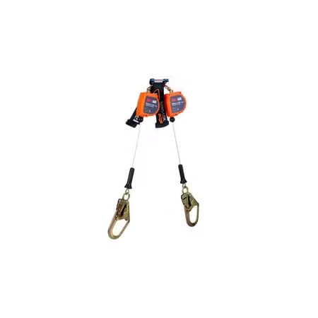 3M Dbi-Sala DBI-SALA(R) Twin Leg Personal Self Retracting Lifeline, 7 1/4 ft Length, Rebar Hook, Steel 3500278