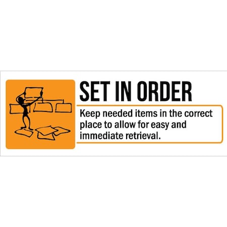 Visual Workplace Lean Banner, 13 oz., 3 ft.x8 ft., Set In Order 60-45-3696-5S732