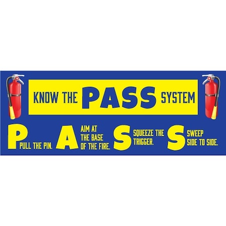 Visual Workplace Safety Banner, 13 oz., 3 ft.x8 ft., Pass-Fire 60-45-3696-FI757