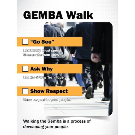 Visual Workplace Lean Sign, PVC 18"x24", Gemba Walk, 60-1900-2418-L757 60-1900-2418-L757