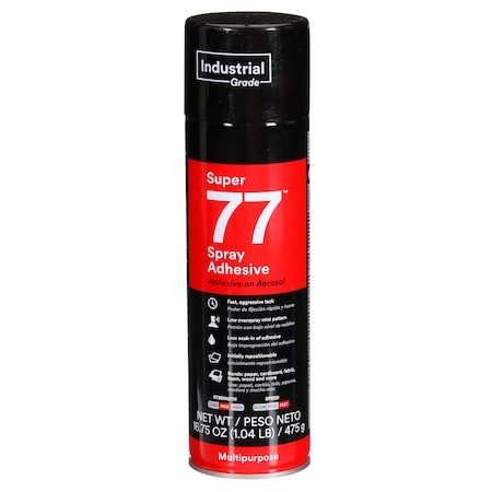 3M Spray Adhesive, Super 77 Series, 16.75 fl oz, Aerosol Can SUPER 77