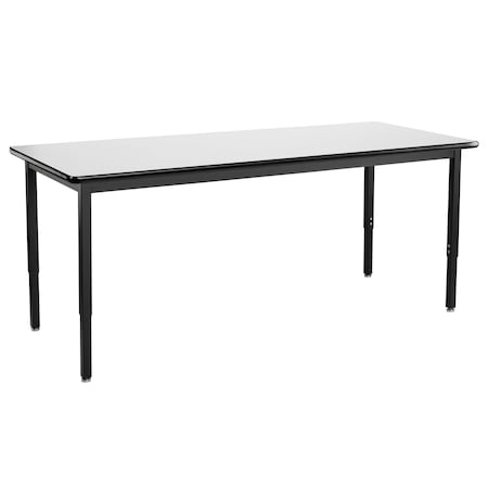 National Public Seating Rectangle Utility Table, Height Adjustable, 30" x 7, 30 W, 72 L, 22-37 H, Whiteboard - 1.25" Top HDT3-3072W
