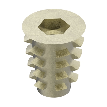 Zoro Select Hex Drive Threaded Insert, No. 10-24 Int Thrd Sz, 33/64 in L, 3/8 in Dia., Zinc Alloy, Plain, 50 PK 901024-13-PK50