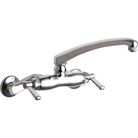 Chicago Faucet Manual Service Sink Faucet, 3" - 8-3/8" Mount, Chrome plated 445-L8E1ABCP