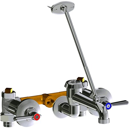 Chicago Faucet Manual Concealed Hot And Cold Water Sink, 8" Mount, Chrome plated 782-VB369CP