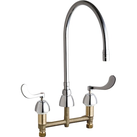 Chicago Faucet Manual Bathroom Faucet, 8" Mount, Chrome plated 786-GN10AE3SWGABCP