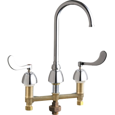 Chicago Faucet Manual Bathroom Faucet, 8" Mount, Chrome plated 786-TWGN2FCABCP