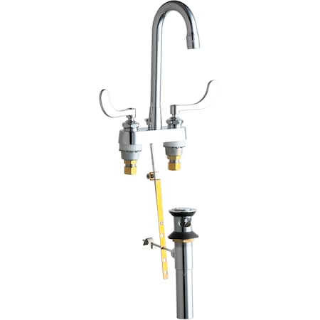 Chicago Faucet Manual Bathroom Faucet, 4" Mount, Chrome plated 894-317RGD1ABCP