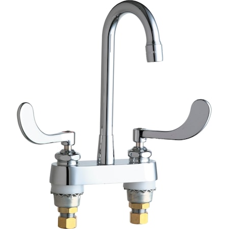 Chicago Faucet Manual Hot And Cold Water Sink Faucet, 4" Mount, Chrome plated 895-317RGD1E35ABCP