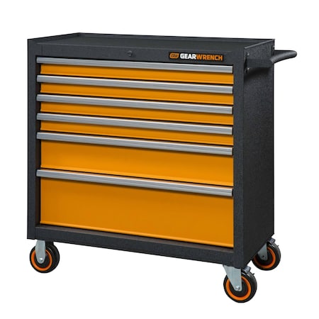Gearwrench Tool Cabinet, 6 Drawer, Black/Orange, 36 in W 83243
