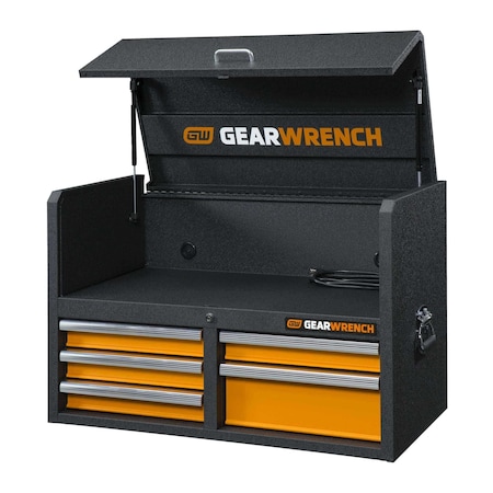 Gearwrench Tool Chest, 5 Drawer, Black/Orange, 36 in W 83242
