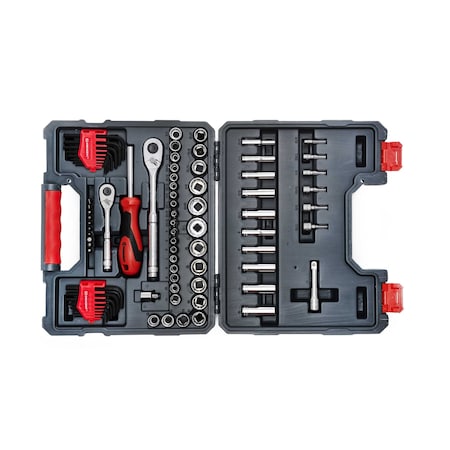 Crescent 84 Piece 1/4" & 3/8" Drive 6 & 12 Point Standard & Deep SAE/Metric Mechanics Tool Set CTK84C