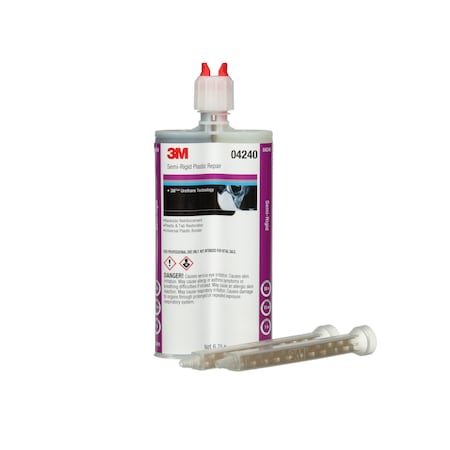 3M Instant Adhesive, Semi-Rigid Plastic Repair Series, Clear, 0.07 oz, Tube, 1 to 4 min Functional Cure 04240