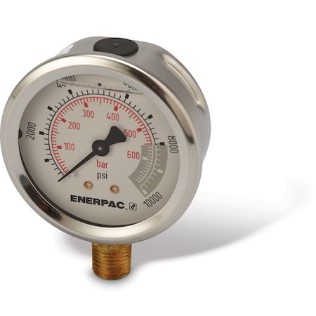 Enerpac Liquid Filled Pressure Gauge, 2.5 in Dial, SAE#4 Lower Location G2535SL