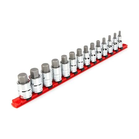 Tekton 1/2 Inch Drive Hex Bit Socket Set with Rail, 14-Piece (6-19 mm) SHB92102